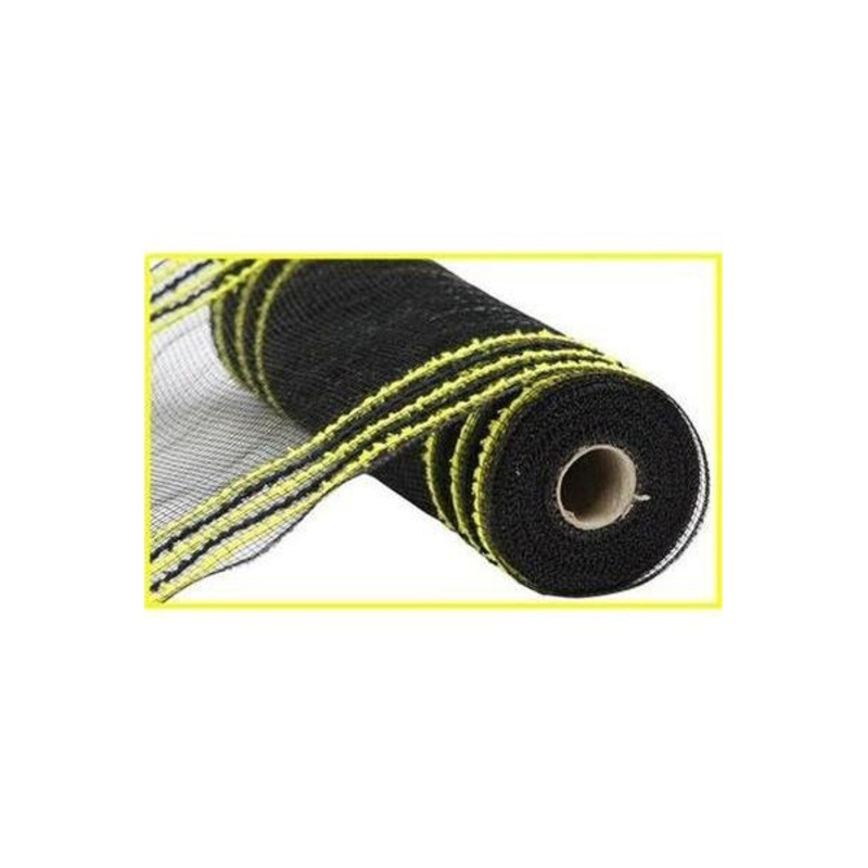 10.5″ Drift Border Mesh Ribbon: Black/Yellow (10 Yards)