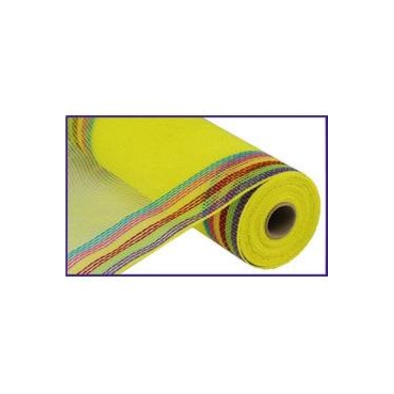10″ Border Stripe Mesh Ribbon: Yellow, Purple, Green, Red, Hot Pink, Turquoise