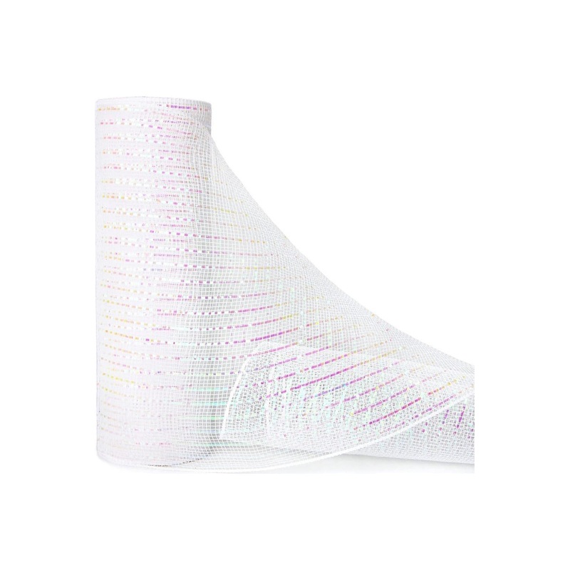 10″ Iridescent Foil Mesh Ribbon: White (10 Yards)