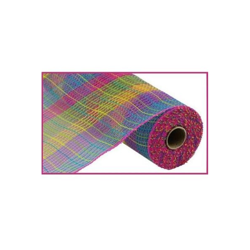 10″ Small Check Fabric Mesh Ribbon: Hot Pink, Green, Yellow, Lavender, Turquoise