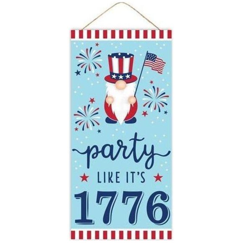 12″ Wooden Sign: Gnome Party Like 1776