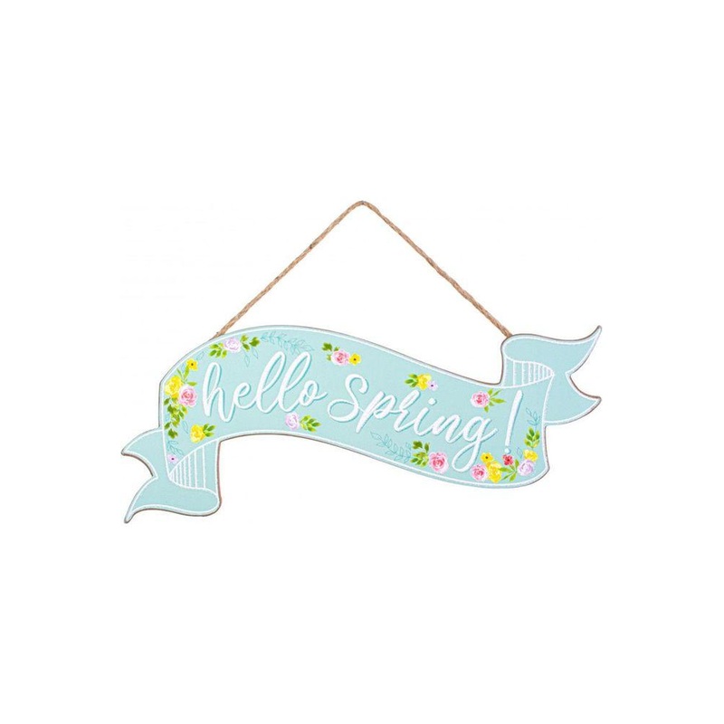 15″ Wooden Banner Sign: Hello Spring