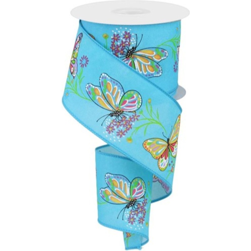 2.5″ Butterfly Branch Ribbon: Blue (10 Yards)