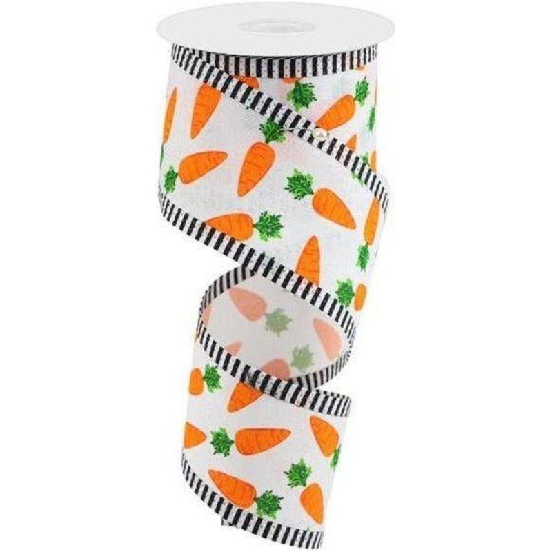 2.5″ Carrots Thin Stripe Ribbon: White (10 Yards)