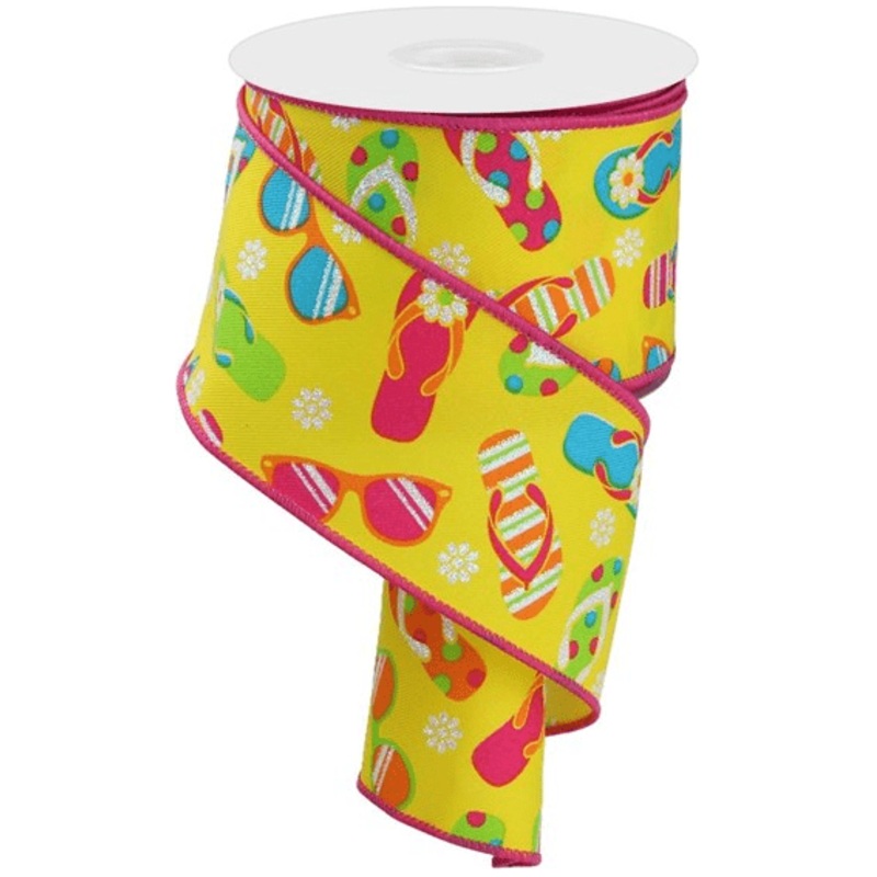 2.5″ Flip Flop and Sunglasses Ribbon: Yellow (10 Yard)