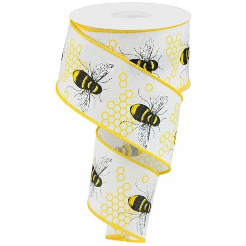 2.5″ Honey Bee Royal Ribbon: White (10 Yards)