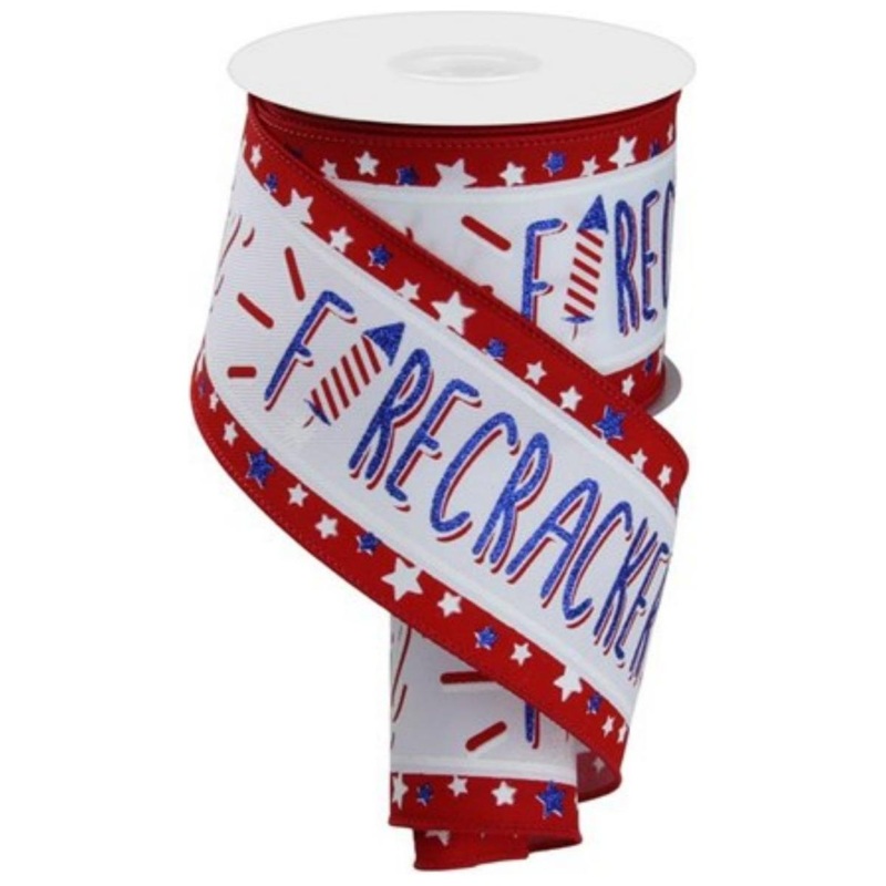 2.5″ Lil Firecracker Patriotic Ribbon: White (10 Yards)