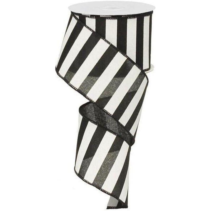 2.5″ Medium Horizontal Striped Ribbon: Black/White (10 Yard)