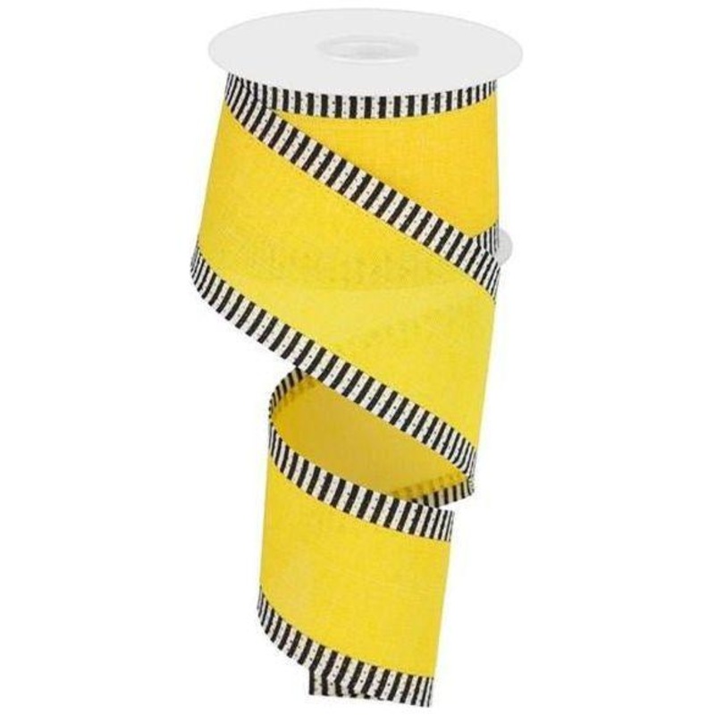 2.5″ Royal Burlap Thin Stripe Ribbon: Sun Yellow (10 Yards)