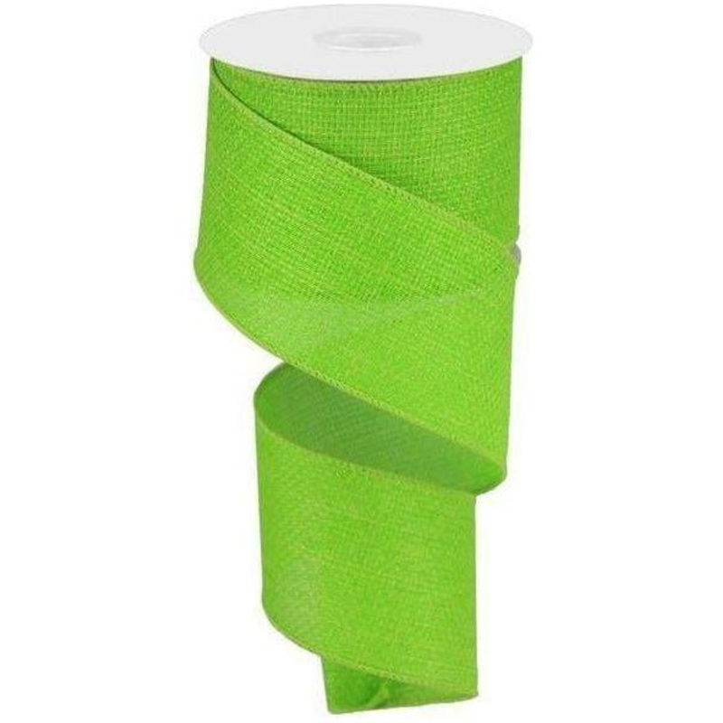 2.5″ Royal Faux Burlap Ribbon: Lime Green (10 Yards)