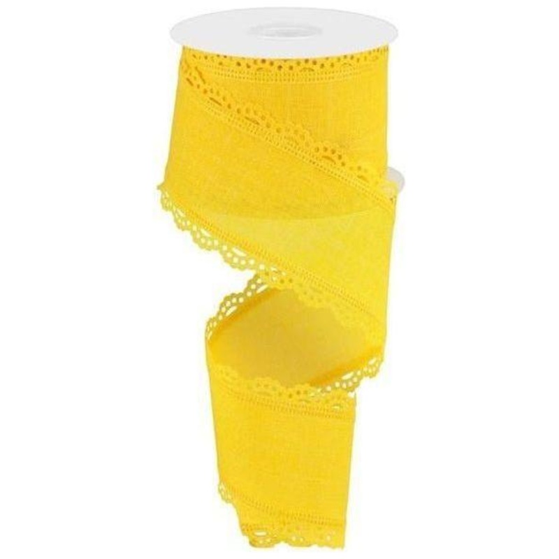 2.5″ Scalloped Edge Ribbon: Sun Yellow