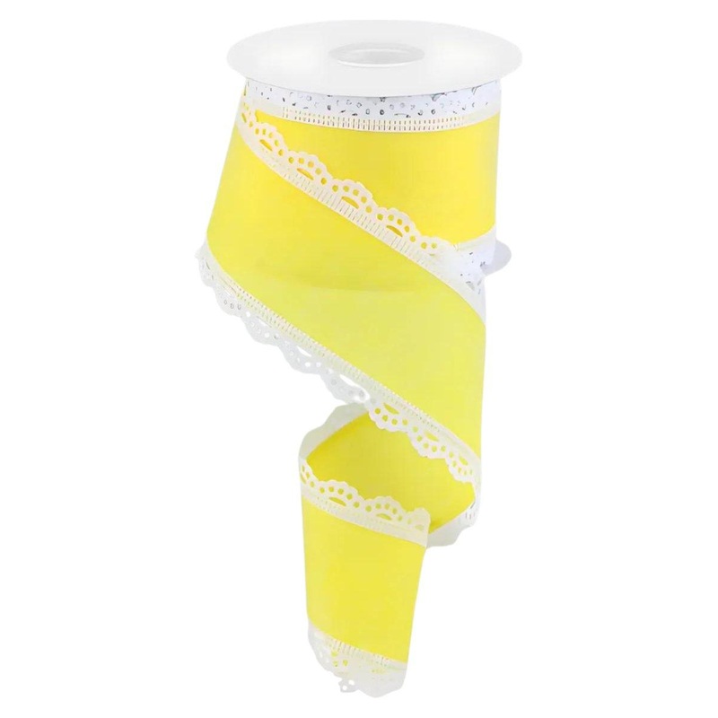 2.5″ Scalloped Edge Ribbon: Yellow (10 Yard)