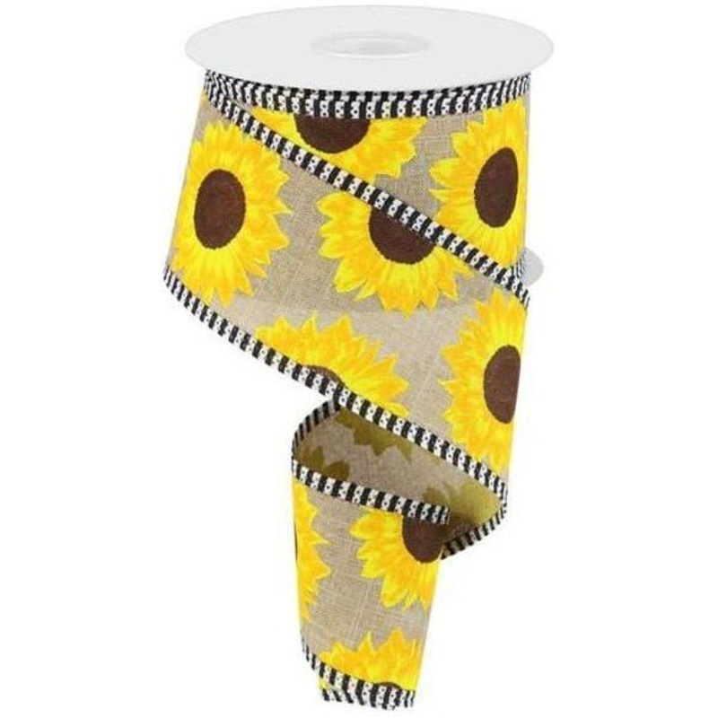 2.5″ Sunflower Thin Stripe Ribbon: Beige (10 Yards)
