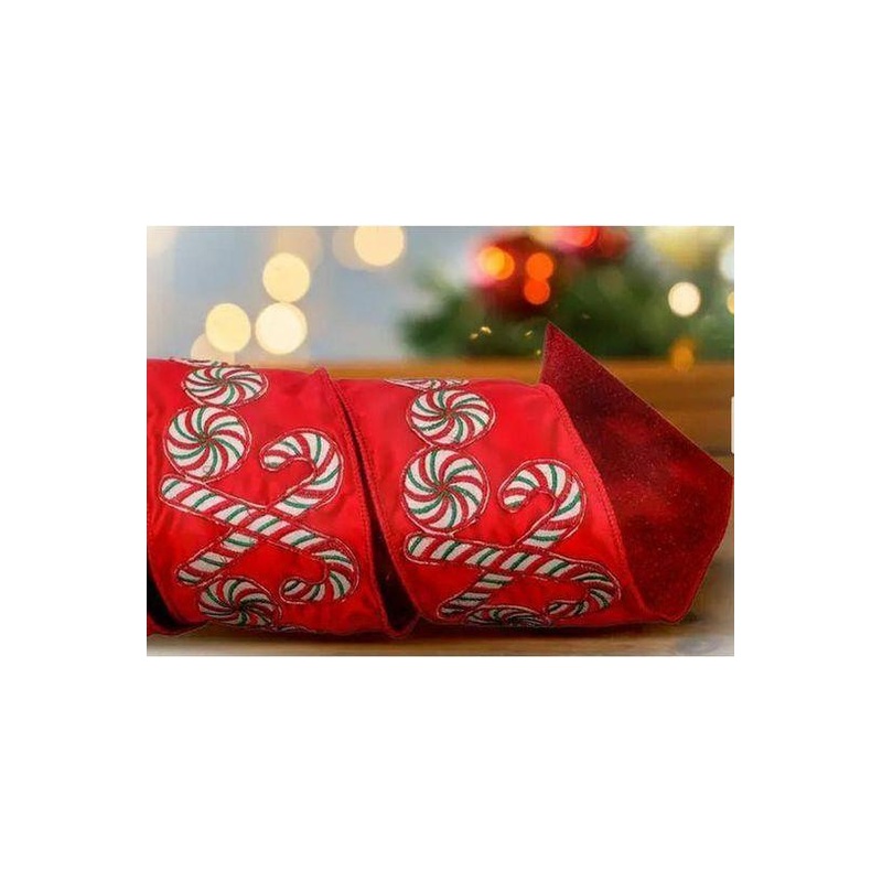 4″ Peppermint Candies Disc Ribbon (5 Yards)