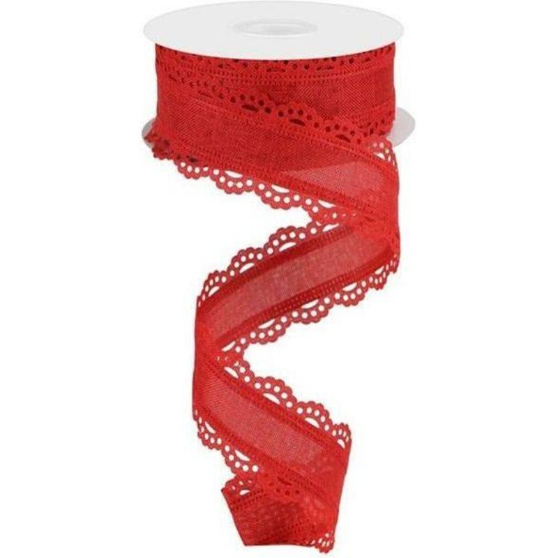1.5″ Scalloped Edge Ribbon: Red (10 Yard)