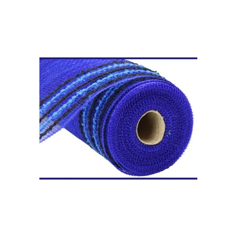 10.5″ Drift Border Edge Mesh Ribbon: Royal Blue/Black (10 Yards)