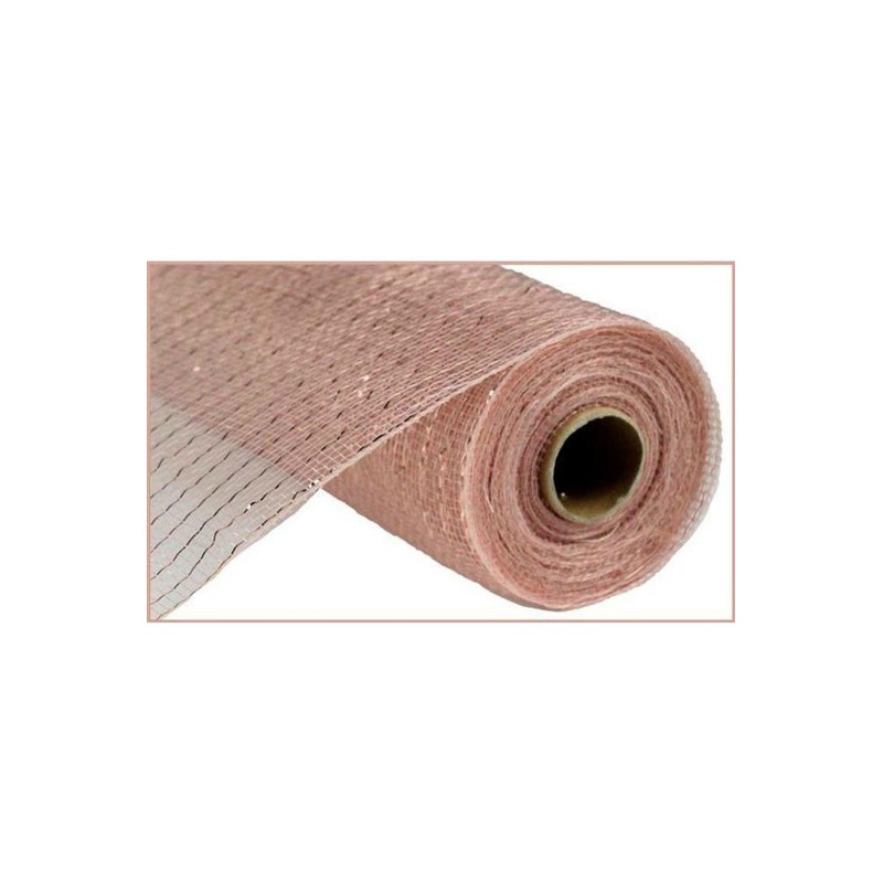 10″ Poly Deco Mesh Ribbon: Metallic New Rose Gold w/Foil