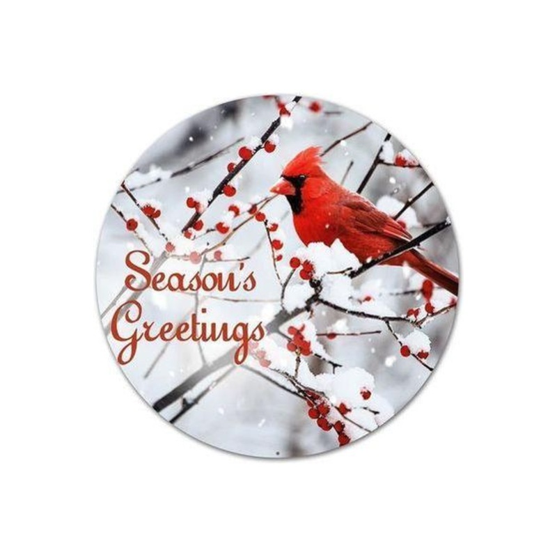 12″ Red Christmas Cardinal Season’s Greeting Sign