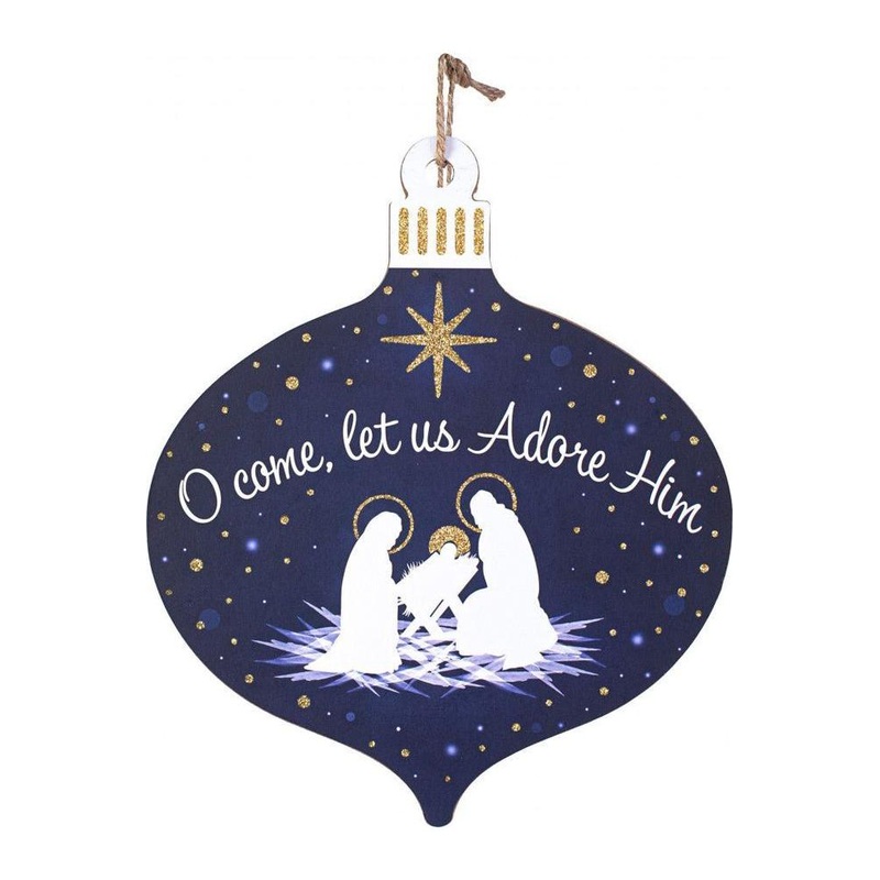 12″ Wooden Sign: Come Let Us Adore Him