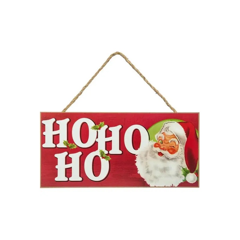 12″ Wooden Sign: Vintage Santa Ho Ho Ho