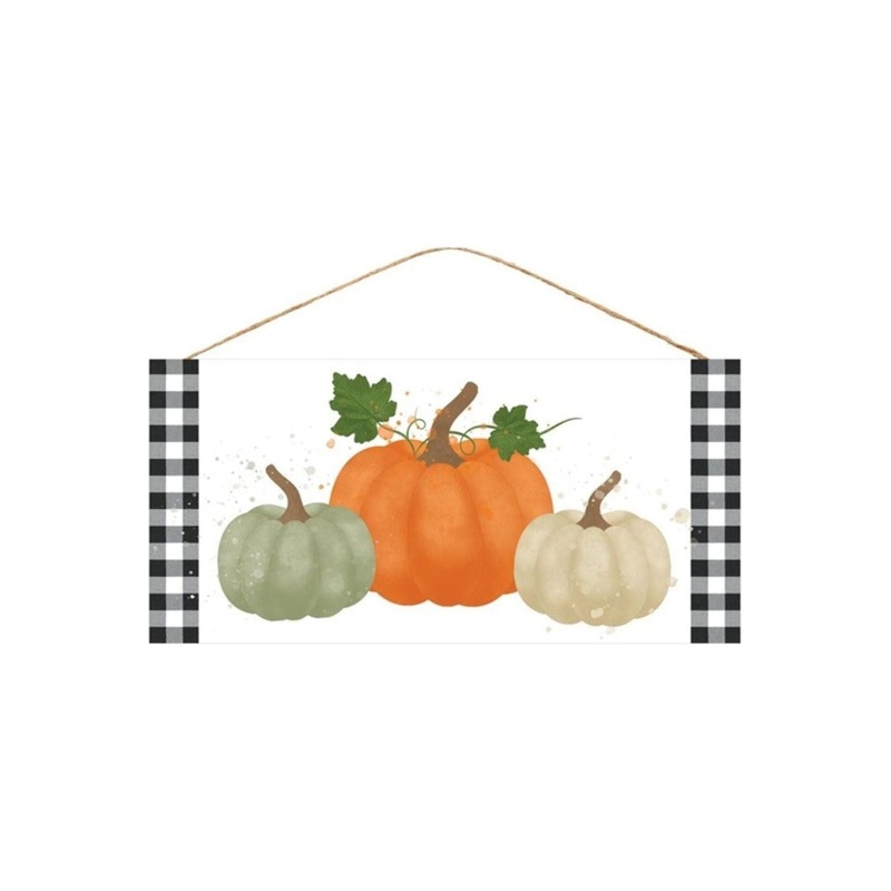 12″ Wooden Sign: Watercolor Pumpkins