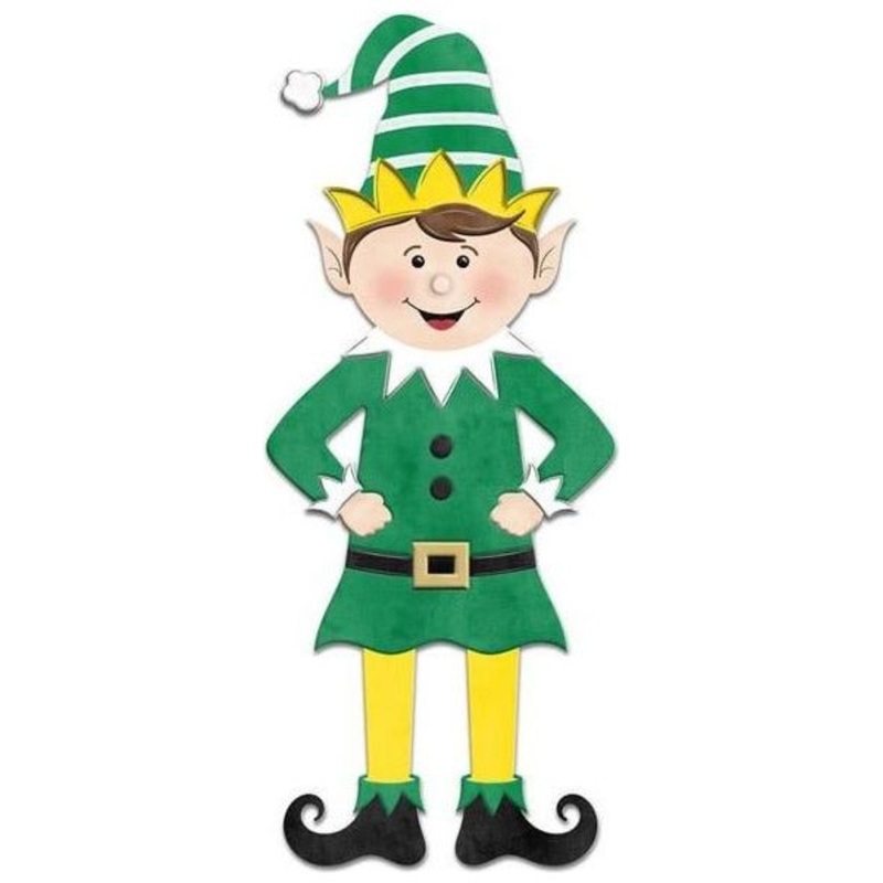 13″ Metal Embossed Elf: Green/Yellow