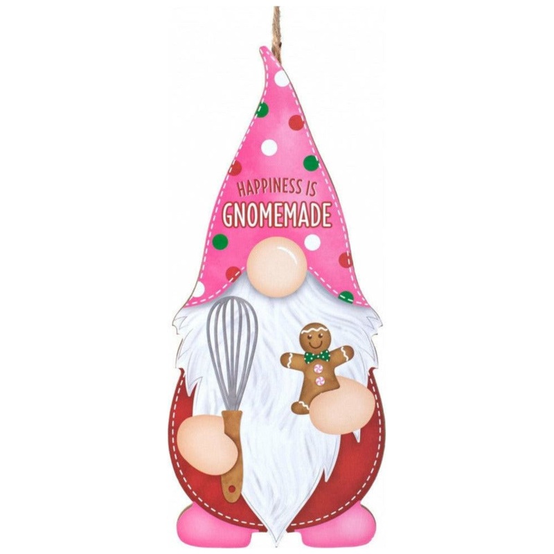 13″ Wooden Gnome Shaped Sign: Happiness Gnomemade