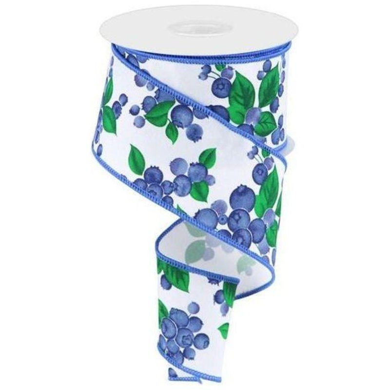 2.5″ Blueberry Ribbon: White (10 Yards)