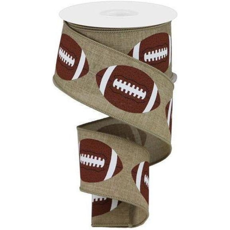 2.5″ Football Royal Ribbon: Light Beige (10 Yards)