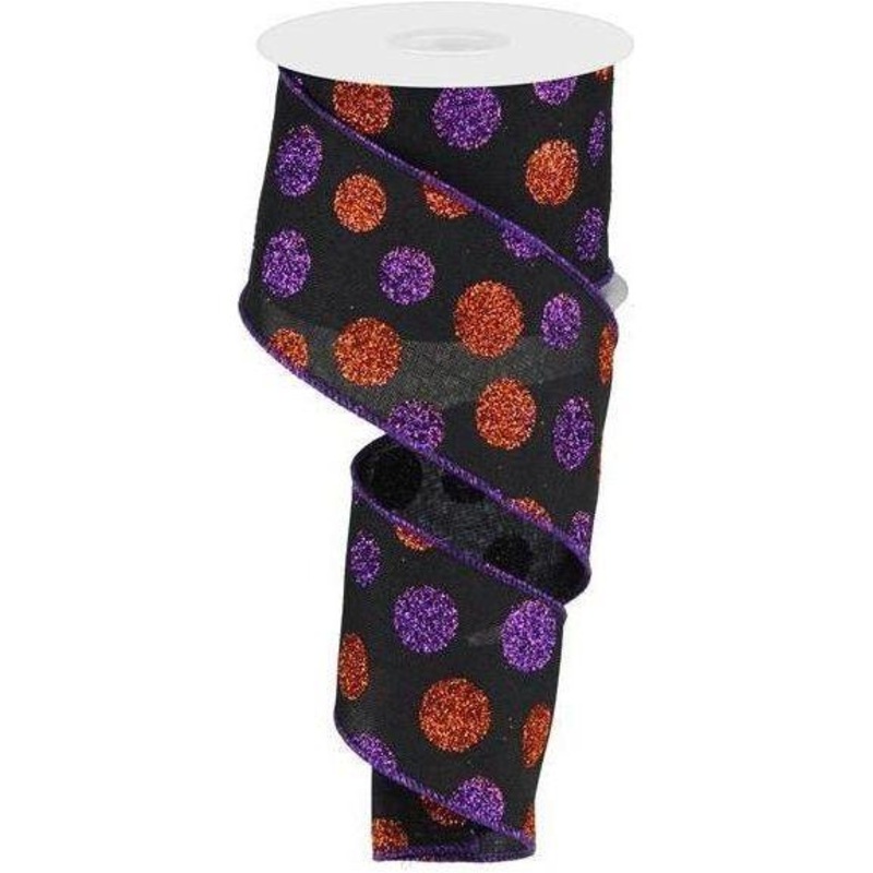 2.5″ Multi Glitter Dots: Black, Purple and Orange (10 Yards)