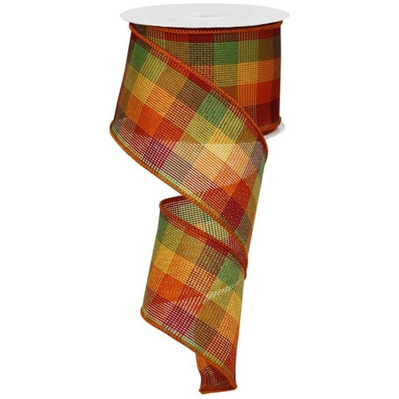 2.5″ Woven Check Ribbon: Fall (10 Yards)