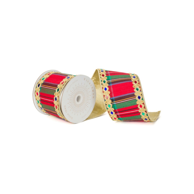 4inch Multicolor Traditional Plaid Ribbon (10 Yards)