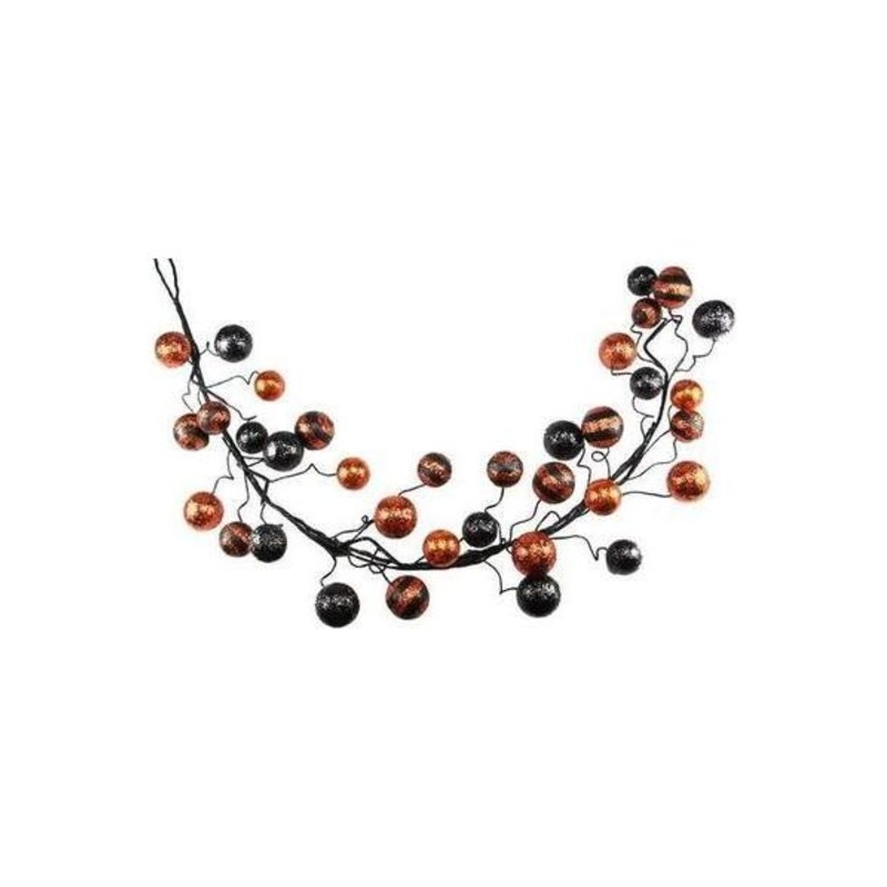 5′ Glitter Ball Garland: Orange/Black