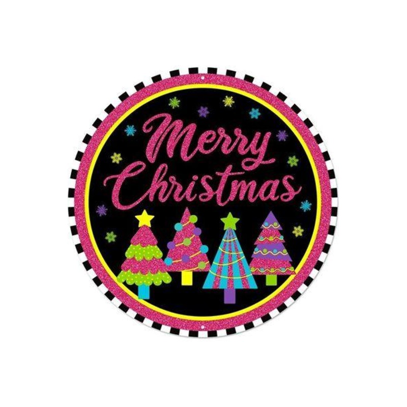 8″ Metal Sign: Merry Bright Christmas