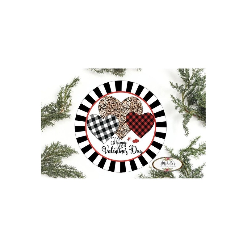Happy Valentine Multi Pattern Hearts Sign