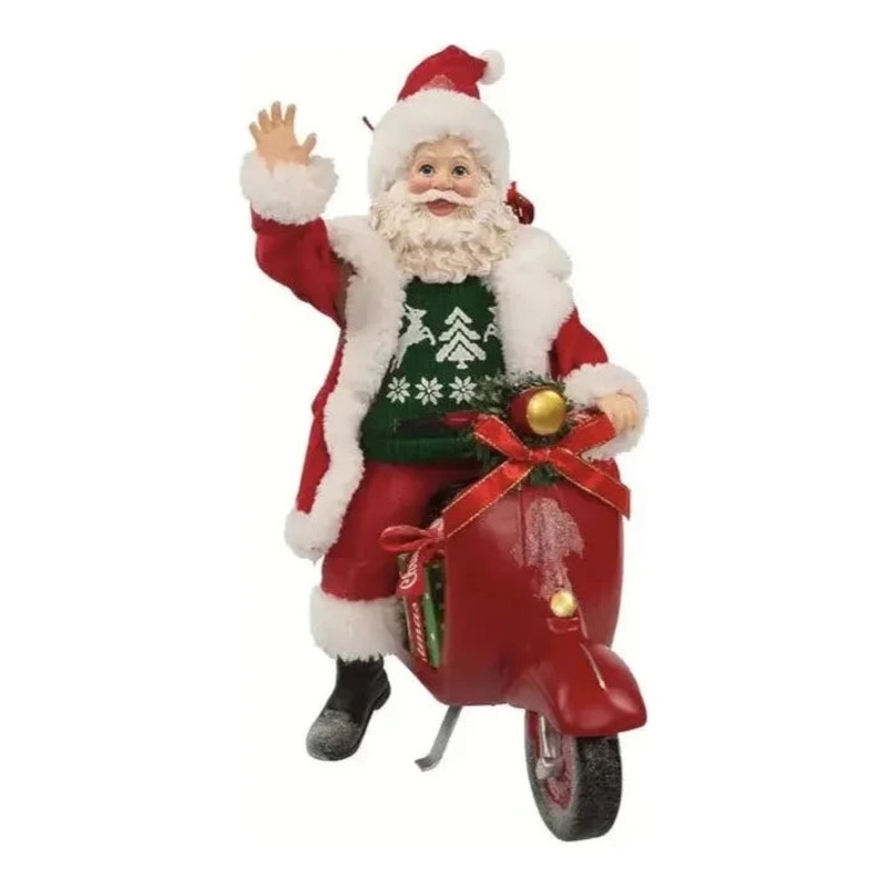 Kurt Adler 10″ Fabrich Santa On Scooter