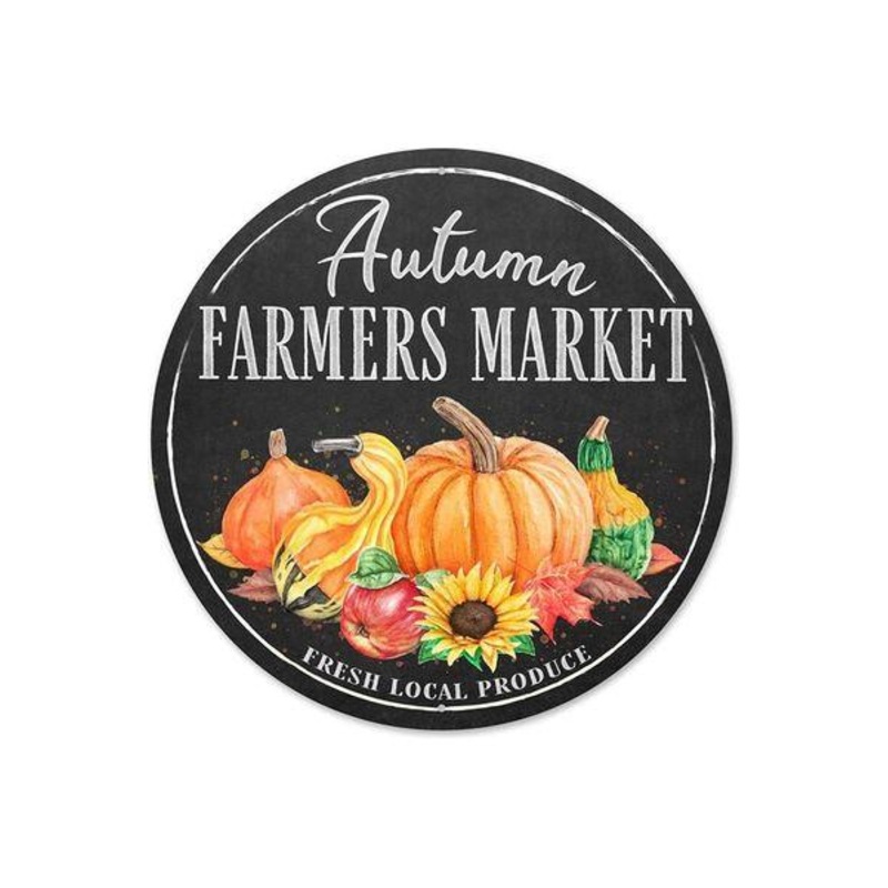 12″ Metal Farmer’s Market Sign: Autumn