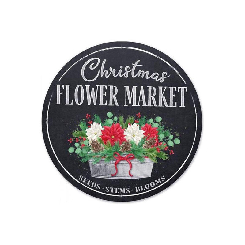 12″ Metal Round Sign: Christmas Market