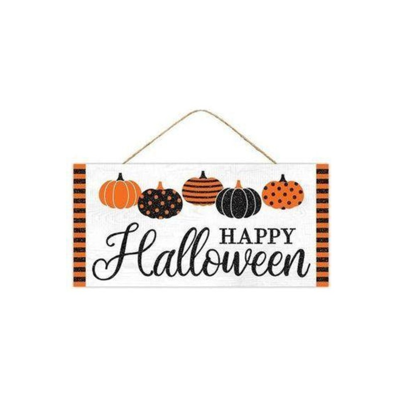12″ Wooden Sign: Halloween Pattern Pumpkins