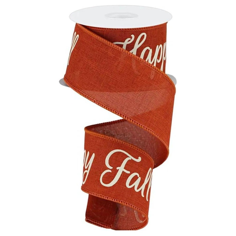 2.5″ Happy Fall Yall Ribbon: Rust (10 Yards)