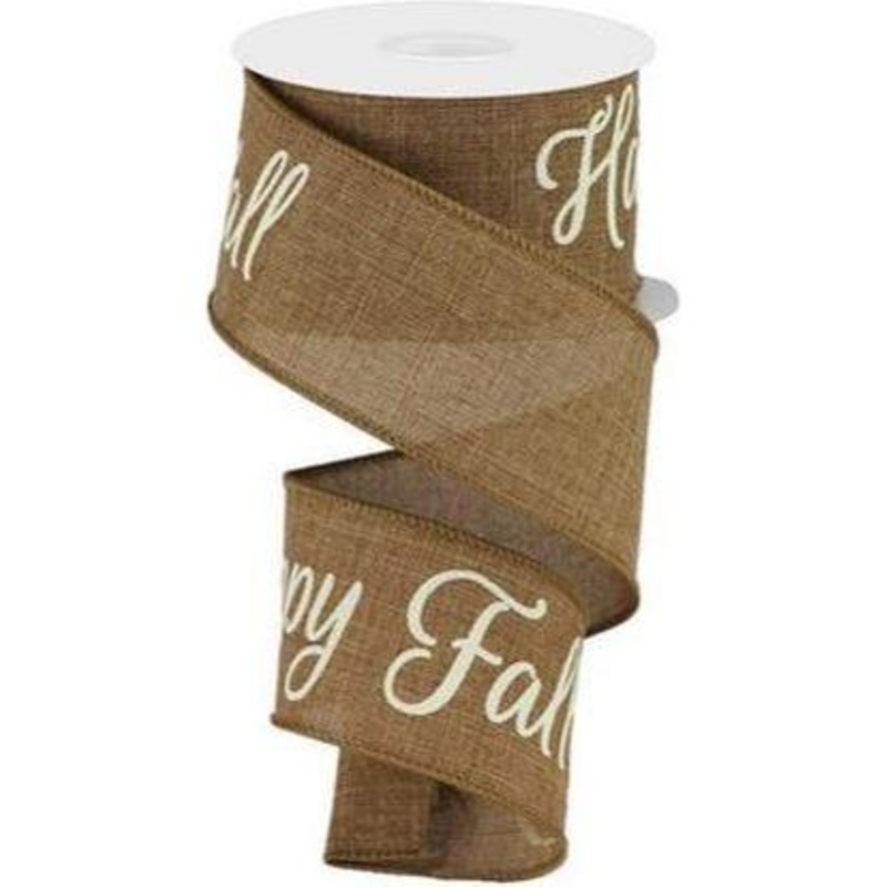 2.5″ Happy Fall Yall Ribbon: Tan (10 Yards)