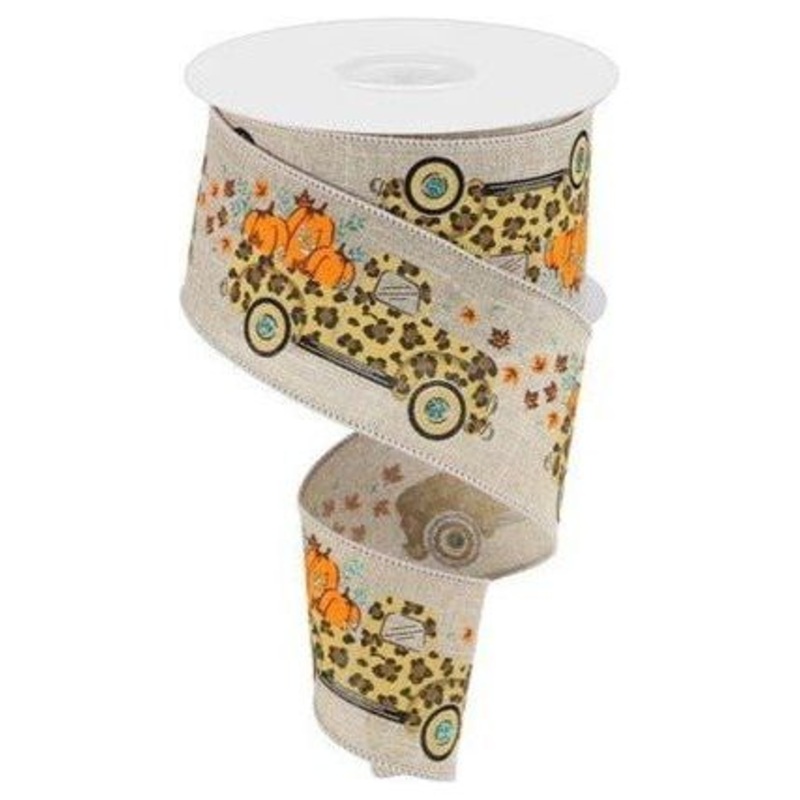 2.5″ Leopard Truck Royal Ribbon: Natural (10 Yards)