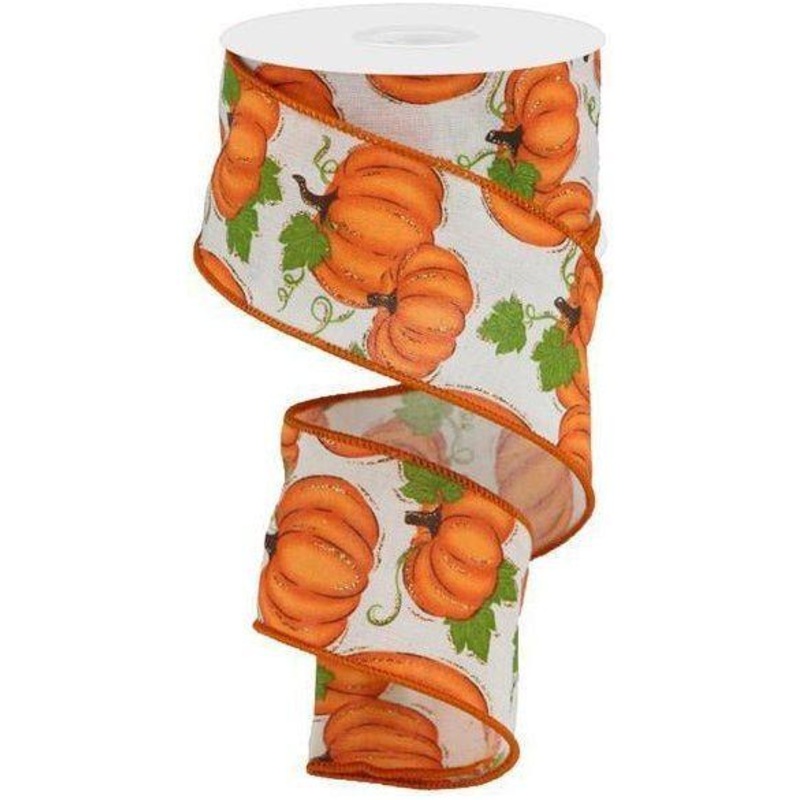 2.5″ Pumpkin Patch Ribbon: Off White (10 Yards)