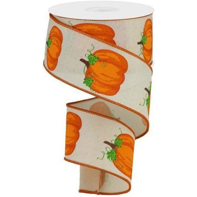 2.5″ Pumpkins on Royal Ribbon: Cream (10 Yards)