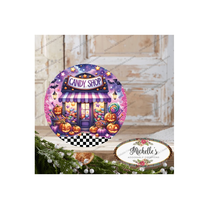 Halloween Candy Shop Round Sign