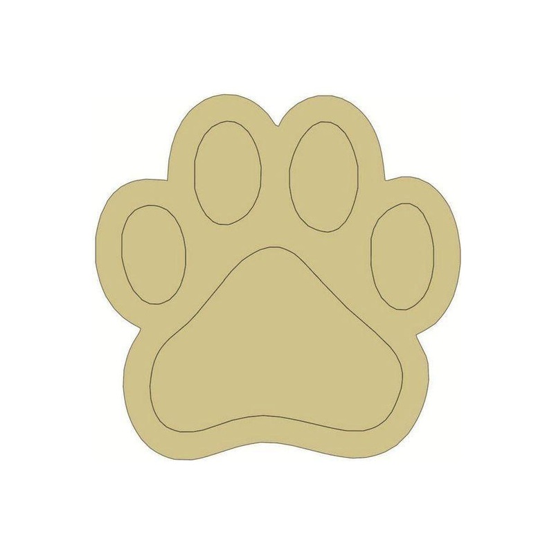 Paw Print with Paint Lines Wood Cutout – Unfinished Wood