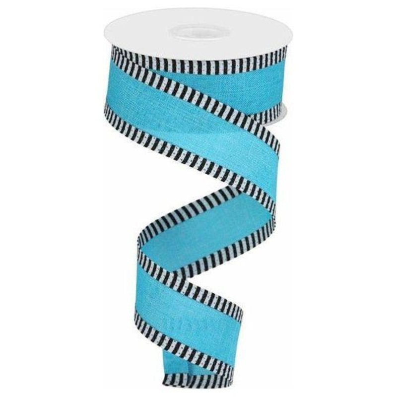 1.5″ Royal Burlap Thin Stripe Ribbon: Turquoise (10 Yards)