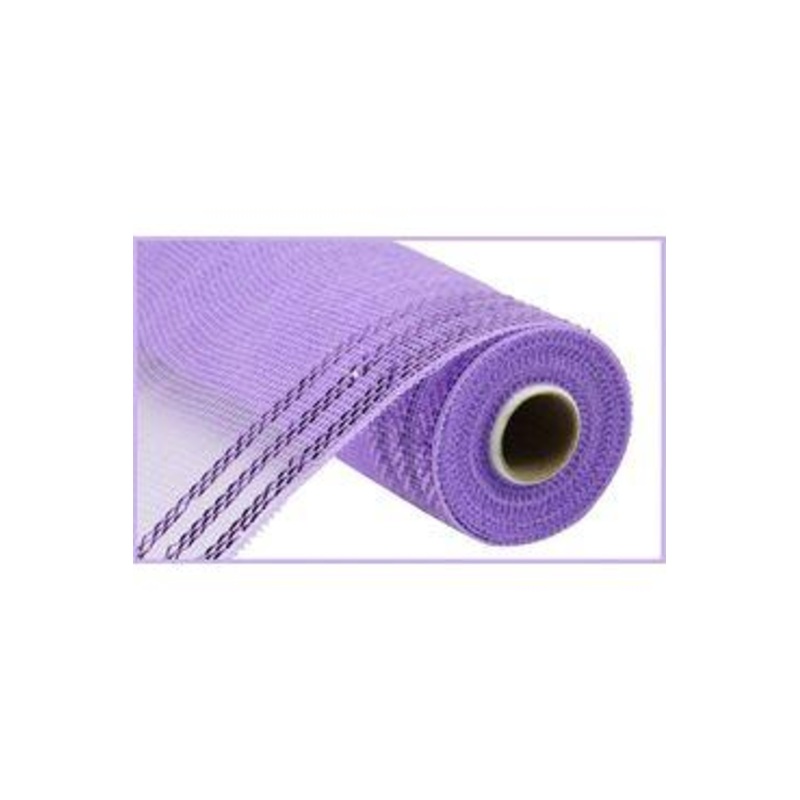 10.25″ Border Stripe Metallic Mesh Ribbon: Lavender
