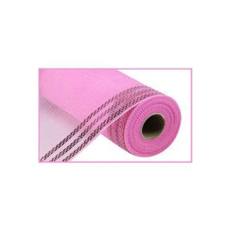 10.25″ Border Stripe Metallic Mesh Ribbon: Pink (10 Yards)