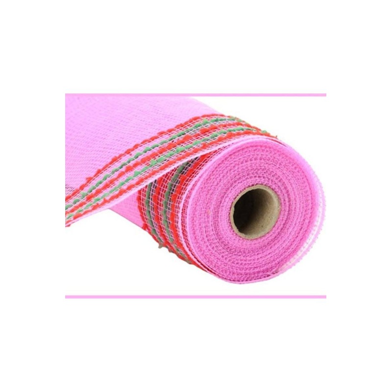 10.25″ Drift Border Mesh Ribbon: Pink/Red (10 Yards)